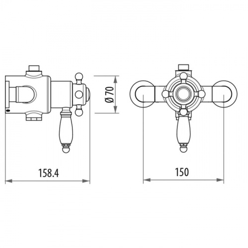 картинка Gattoni Termostatici Термостатический смеситель, цвет золото (монтаж стандартный - эксцентрики!) (Снято с пр-ва) от магазина Сантехстрой