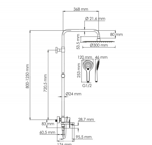 картинка Душевая система WasserKRAFT BK18501WM от магазина Сантехстрой