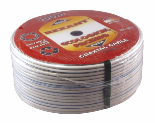 картинка Кабель коаксиальный DG 113, Cu/Al/Cu,  75%,  75 Ом,  100 м, INDOOR,  белый,  REXANT от магазина Сантехстрой