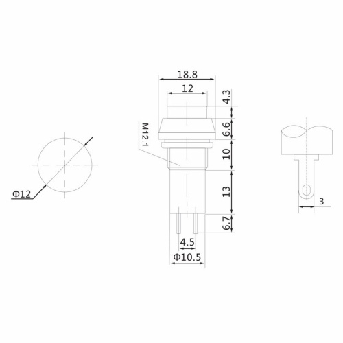 картинка Выключатель-кнопка 250V 1А (2с) ON-OFF зеленая (PBS-11А)REXANT от магазина Сантехстрой