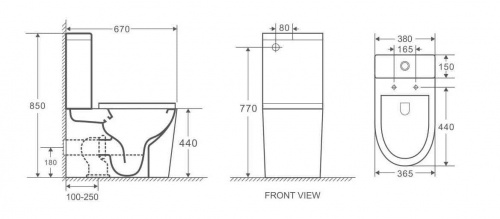 картинка Унитаз GR-4449SQ (670*380*850) напольный,безободковый, СМЫВ ТОРНАДО БЕСШУМНЫЙ, 2 места от магазина Сантехстрой