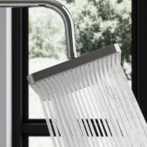 картинка 940730000 Merkur душевая система с ванно-душевым смесителем-полкой и прогрессивным картриджем, хром от магазина Сантехстрой