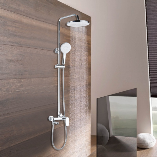 картинка Душевая колонна Azario ARIZONA со смесителем для ванны, с поворотным изливом, круглая, хром (AZ-20R) от магазина Сантехстрой