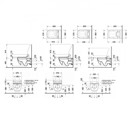 картинка Duravit Happy D.2  SensoWash Унитаз подвесной безободковый ,620*365 мм., с креплениями , белый от магазина Сантехстрой