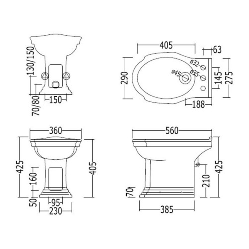 картинка Devon Westminster Биде напольное (56х36 см) с 1 отверстием под смеситель, цвет: белый от магазина Сантехстрой
