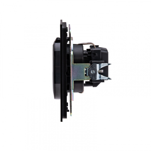 картинка Розетка STRONG 1-ая с/з с/у, со шторками и крышкой 16А антрацит KRANZ от магазина Сантехстрой