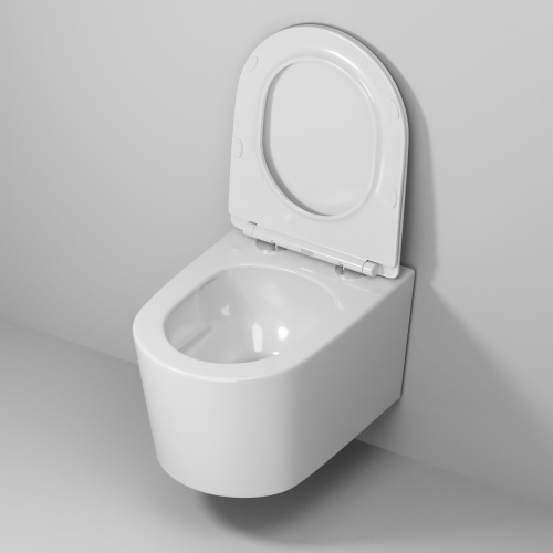 картинка Унитаз подвесной Grossman GR-4499SQ (520х360х365) безободковый,смыв торнадо,белый с тонкой крышкой,микролифт,1 место от магазина Сантехстрой