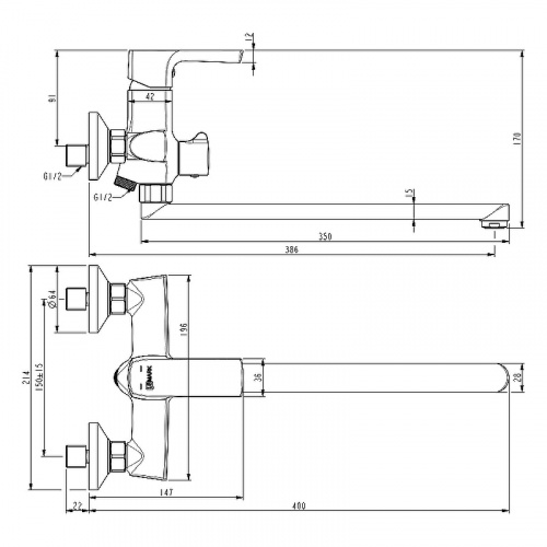 фото смеситель для ванны lemark lm7251bl черный