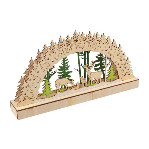 картинка Деревянная фигурка с подсветкой Семейство оленей 30х5х15,7 см от магазина Сантехстрой