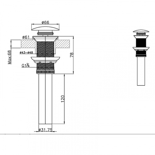 картинка Донный клапан Bravat P6420BW-ENG Черный от магазина Сантехстрой