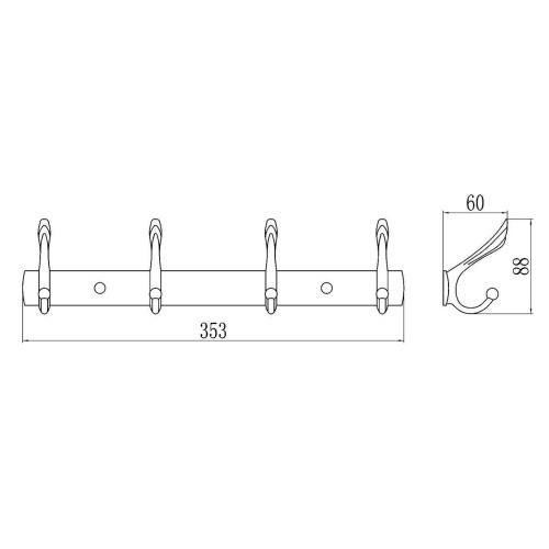 картинка Планка с крючками (4 крючка) Savol (S-06204H) от магазина Сантехстрой