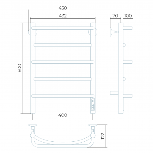 картинка Полотенцесушитель электрический Larusso Евромикс П5 400х600 мм от магазина Сантехстрой