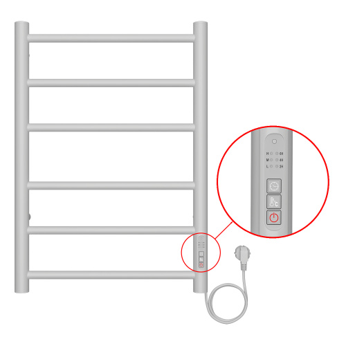 картинка Полотенцесушитель электрический AZARIO PARMA 400/600 6 секций, диммер справа, белый (AZ10846W) от магазина Сантехстрой