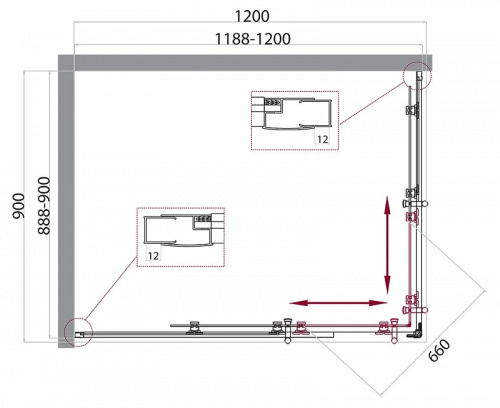 картинка Душевой уголок BelBagno Uno 120х90 UNO-195-AH-2-120/90-P-Cr профиль Хром стекло рифленое от магазина Сантехстрой