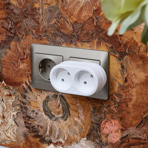 картинка Двойник электрический 10А без заземления,  белый REXANT от магазина Сантехстрой