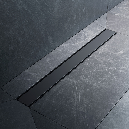 картинка W02SC-U11-070-04BM PrimeFlow Трап для душа линейный универс затвор Tile 70см цвет черн мат от магазина Сантехстрой