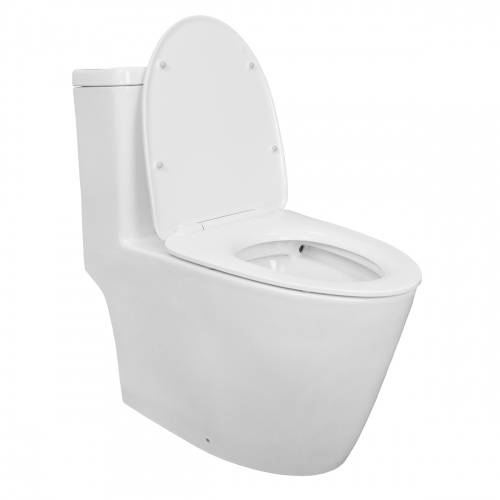 картинка Унитаз-моноблок Creo Ceramique ONE 370х720х760 безободковый, в комплекте с быстросъемным сиденьем микролифт (ON0101) от магазина Сантехстрой