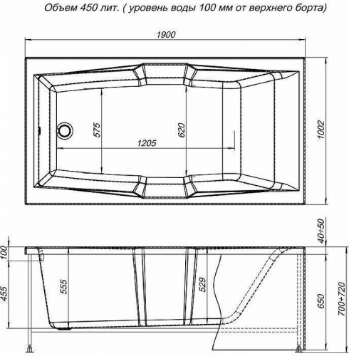 картинка Акриловая ванна Aquanet Vega 190x100 205556 без гидромассажа от магазина Сантехстрой