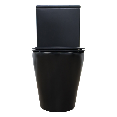 картинка Унитаз-компакт Azario Black Queen 370х605х800 безободковый, с быстросъемным сиденьем микролифт, черный матовый (AZ-8380) от магазина Сантехстрой