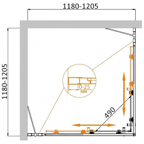 картинка Душевой уголок Cezares Molveno 120x120 MOLVENO-A-22-90+30-C-BORO-IV профиль Брашированное золото стекло прозрачное от магазина Сантехстрой