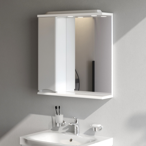 картинка M80MPL0651WG Like зеркало, частично зеркальный шкаф, левый, 65см, с подсветкой, белый, глянец, шт от магазина Сантехстрой