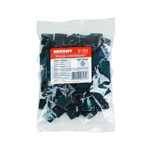 картинка Площадка самоклеящаяся REXANT 25х25 мм,  черная,  упаковка 100 шт. от магазина Сантехстрой