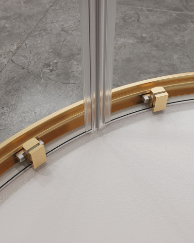 картинка Душевой уголок Cezares Molveno 100x100 MOLVENO-R-2-100-C-BORO-IV профиль Брашированное золото стекло прозрачное от магазина Сантехстрой