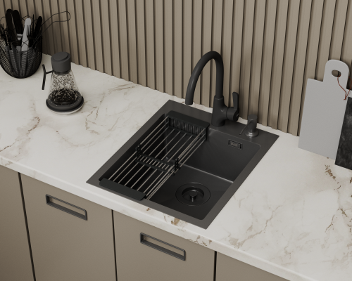 картинка Кухонная мойка D&K нержавеющая сталь графит (DKS415006) от магазина Сантехстрой