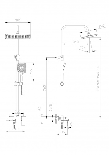 картинка Душевая система с изливом RUSH Thira (TR3635-50White) от магазина Сантехстрой