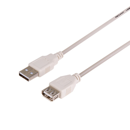 картинка Кабель USB (шт.  USB A - гн.  USB A) 3 метра,  серый REXANT от магазина Сантехстрой