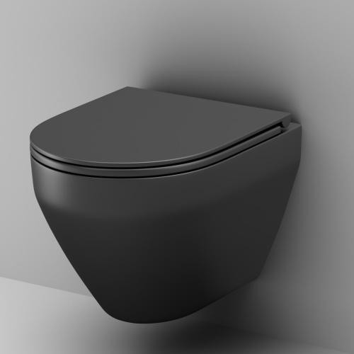 картинка C701700MBSC Spirit V2.0 подвесной унитаз FlashClean с сиденьем микролифт, черн мат от магазина Сантехстрой