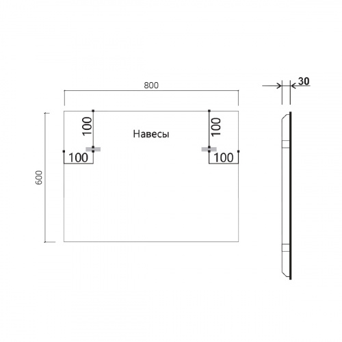 картинка Зеркало LED VLM-3VN800 800х600 c сенсорным выключателем и диммером от магазина Сантехстрой