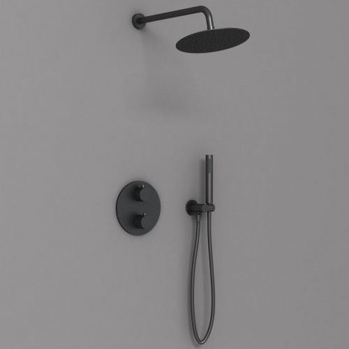 картинка Душевой комплект VSFW-101TMB термостатический встраиваемый, двухрежимный, черный от магазина Сантехстрой