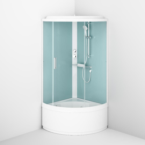 картинка W88C-401A-090WT X-Joy Deep кабина душевая  90x90, 1/4 круга,  профиль белый, стекло прозрачное от магазина Сантехстрой