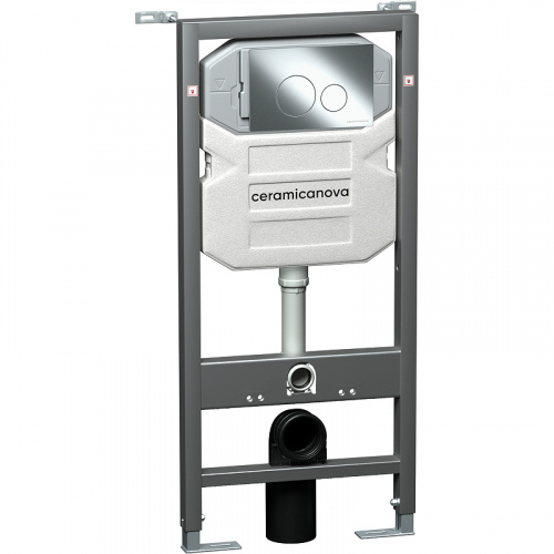 картинка Комплект унитаза с инсталляцией Ceramica Nova Metropol CN4002_1001CH_1000 с сиденьем Микролифт и клавишей смыва Хром глянцевый от магазина Сантехстрой