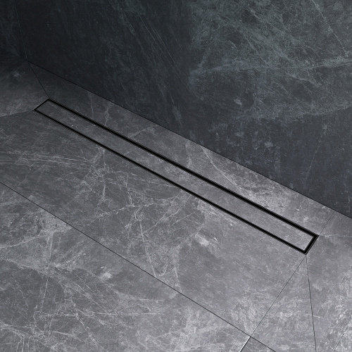 картинка W01SC-U11-090-04BM MasterFlow Трап для душа линейный универс затвор Tile 90см цвет черн мат от магазина Сантехстрой