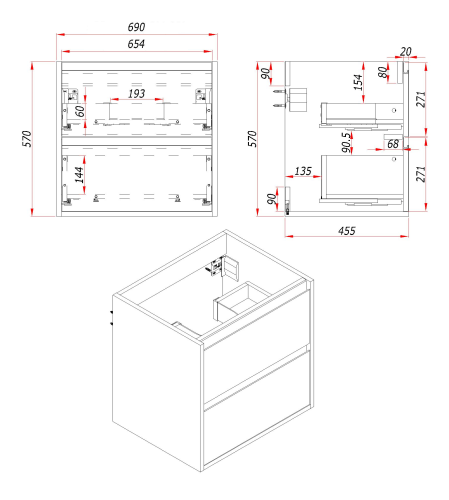 картинка Тумба под раковину/столешницу Парма 70 Аттик от магазина Сантехстрой