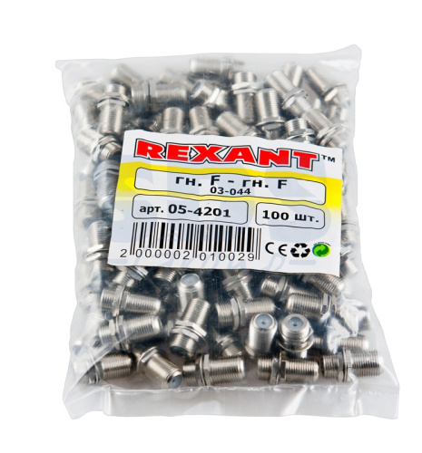картинка Переходник гнездо F-гнездо F Бочка с кольцом REXANT от магазина Сантехстрой
