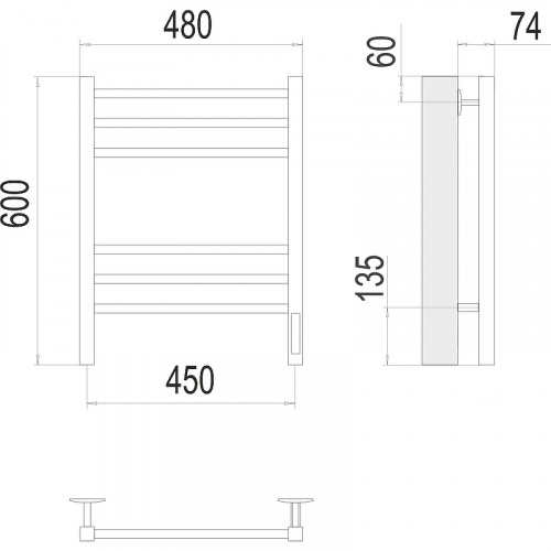 картинка Электрический полотенцесушитель Terminus Сицилия П6 450х600 КС 4670078543004 Черный муар от магазина Сантехстрой