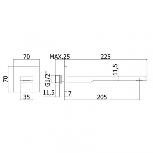 фото излив для ванны 205 мм paffoni tango zboc121cr