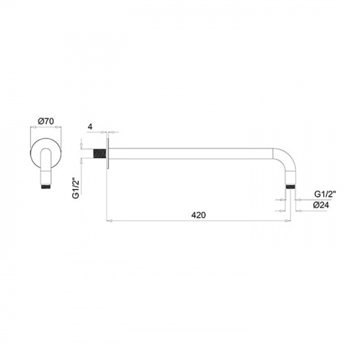 картинка ALMAR Держатель верхнего душа настенный L42 см с круглым отражателем, цвет хром от магазина Сантехстрой