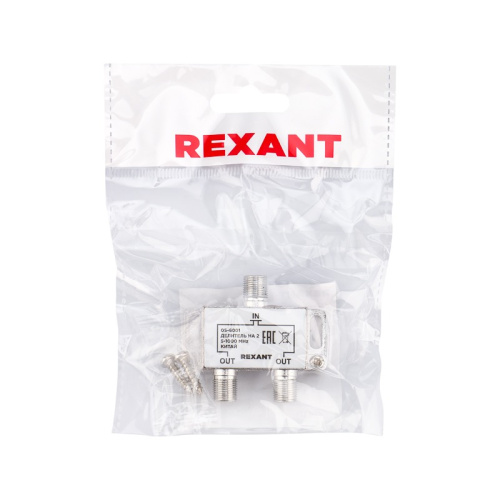 картинка Делитель ТВ х 2 под F-разъем для эфирного телевидения 5-1000МГц REXANT от магазина Сантехстрой