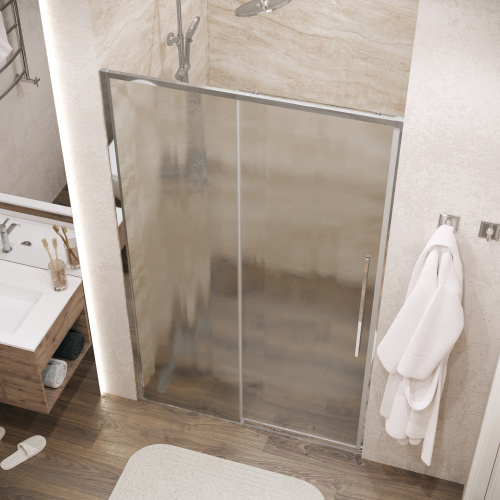 картинка Дверь в нишу Grossman Galaxy 100.K33.01.120.10.02 (120х195) хром,стекло шиншилла,раздвижная, 1 место от магазина Сантехстрой