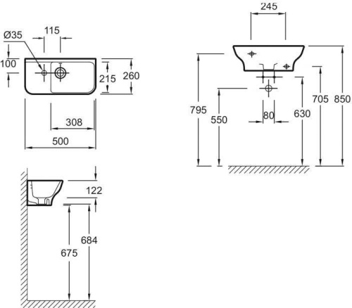 картинка Раковина Jacob Delafon Struktura 50 L EGJ112-00 Белая от магазина Сантехстрой