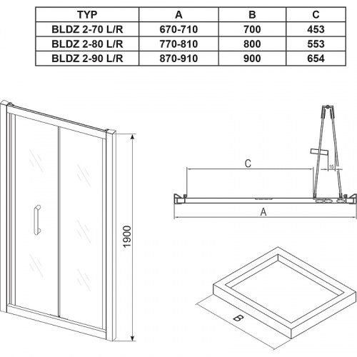 картинка Душевая дверь Ravak Blix BLDZ2-70 X01H10C00Z1 профиль Хром стекло Transparent от магазина Сантехстрой