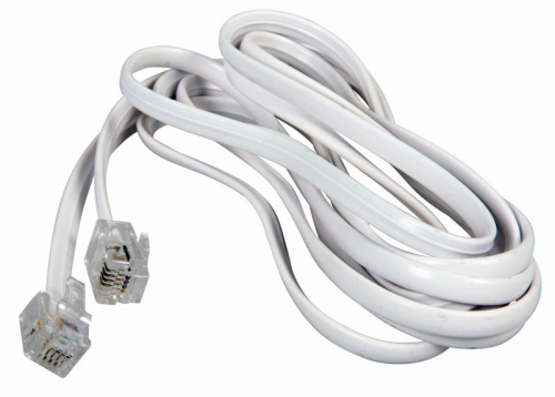 картинка Телефонный шнур,  удлинитель RJ-11(6P-4C),  длина 5 метров,  белый REXANT от магазина Сантехстрой