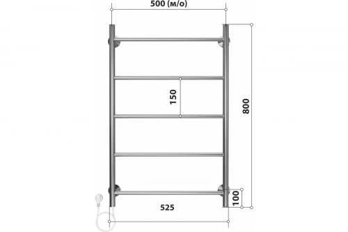 картинка Полотенцесушитель Terminus "Стелмикс", электрический, нержавеющая сталь, 50x80 см от магазина Сантехстрой