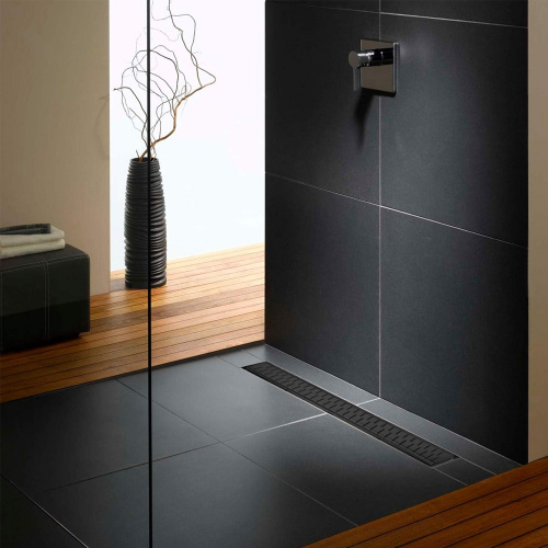 картинка Душевой лоток AZARIO D50 Medium 750 мм, боковой слив, пластиковый, перфорированная решетка, черный (AZ-CH 750/50 MC) от магазина Сантехстрой