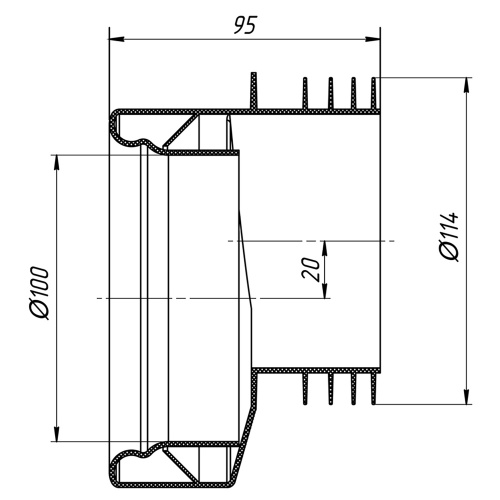 картинка Манжета эксцентрическая Ани Пласт 110 мм (W0410) от магазина Сантехстрой