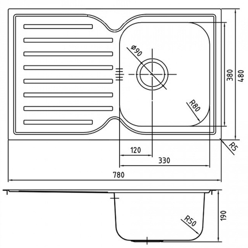 картинка Кухонная мойка IDDIS 780*480, Strit S (STR78SDi77) от магазина Сантехстрой